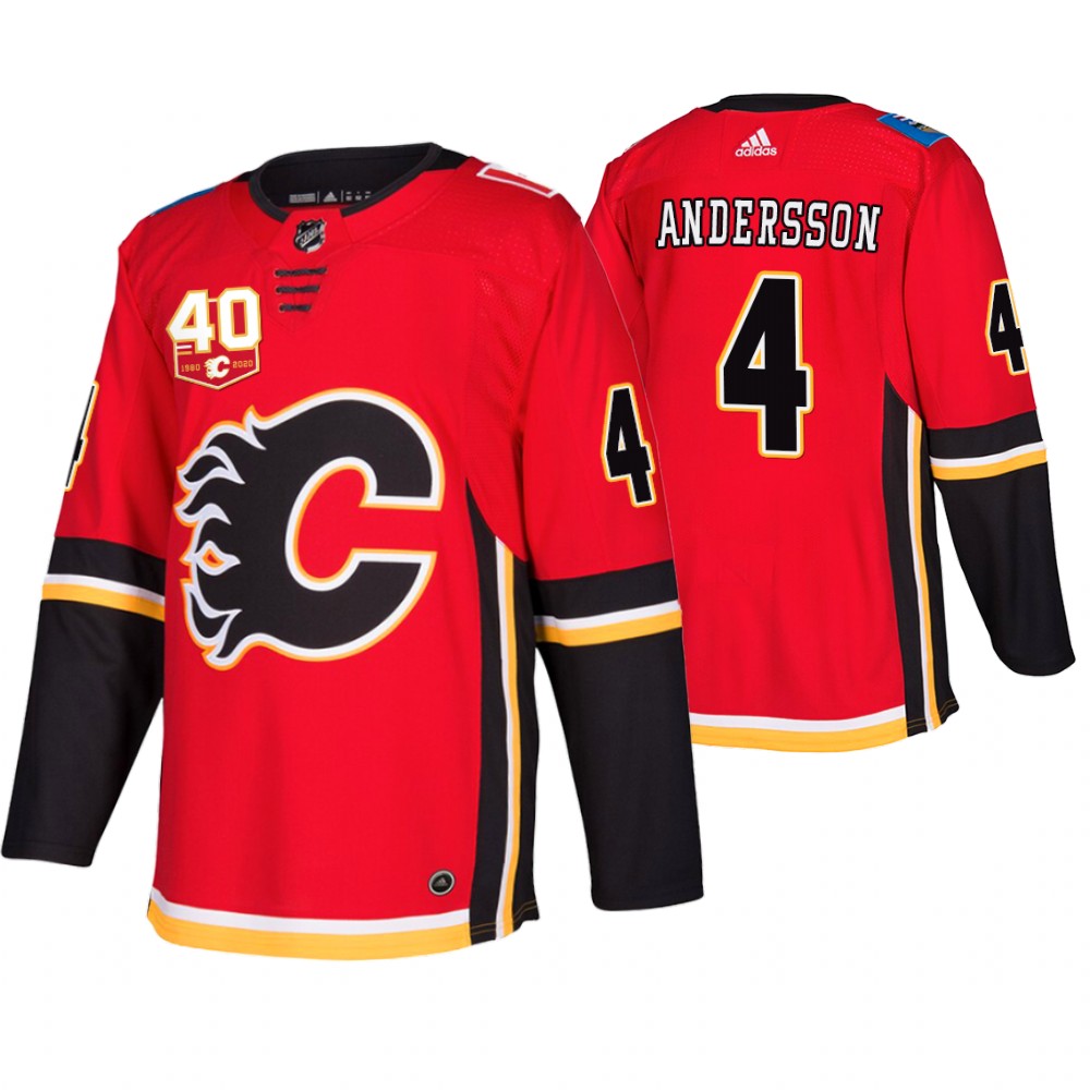 Flames Rasmus Andersson Red 40th Anniversary Retro Third Jersey
