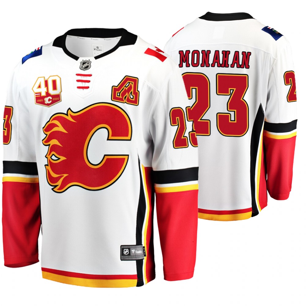 Flames Sean Monahan White 40th Anniversary Breakaway Away Jersey