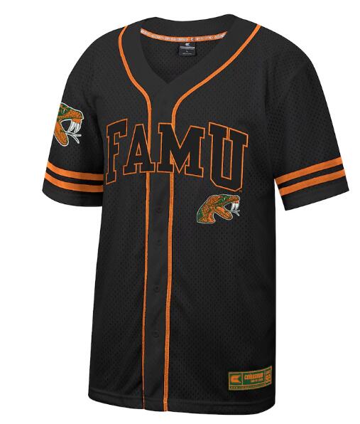 Florida A&M Rattlers Colosseum Free Spirited Mesh Button-Up Baseball Jersey - Black