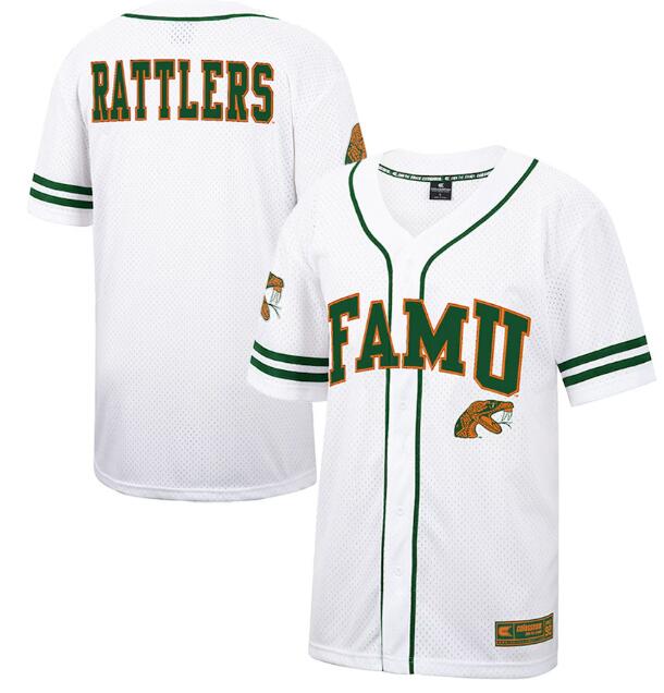Florida A&M Rattlers Colosseum Free Spirited Mesh Button-Up Baseball Jersey - White