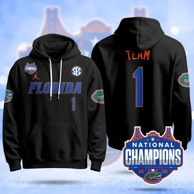 Florida Gators 2025 Basketball National Champions Baseball Hoodie BLACK #1.webp