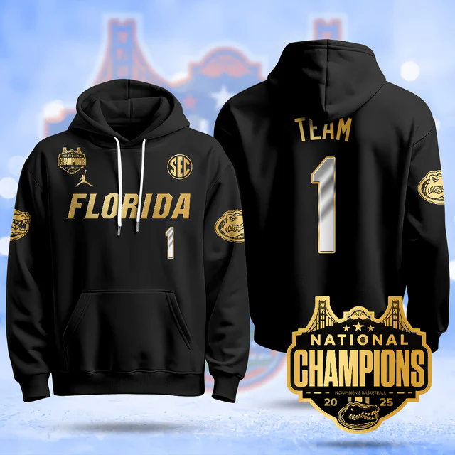 Florida Gators 2025 Basketball National Champions Baseball Hoodie BLACKGOLD #1.webp