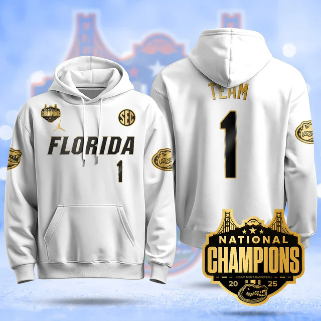 Florida Gators 2025 Basketball National Champions Baseball Hoodie WHITEGOLD #1.webp