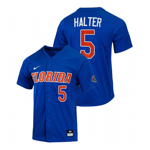 Florida Gators Colby Halter Men Royal College Baseball Full-Button Jersey