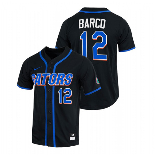 Florida Gators Hunter Barco Men Black College Baseball Full-Button Jersey