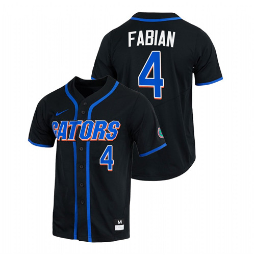 Florida Gators Jud Fabian Men Black College Baseball Full-Button Jersey