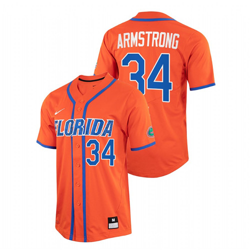 Florida Gators Kris Armstrong Men Orange College Baseball Full-Button Jersey
