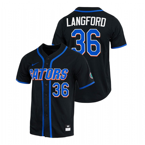 Florida Gators Wyatt Langford Men Black College Baseball Full-Button Jersey