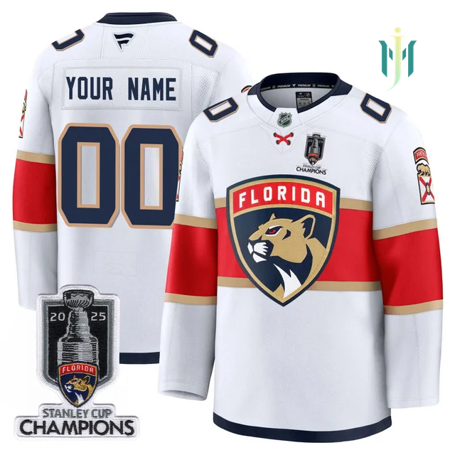 Florida Panthers 2025 Stanley Cup Champions Custom Jersey WHITE