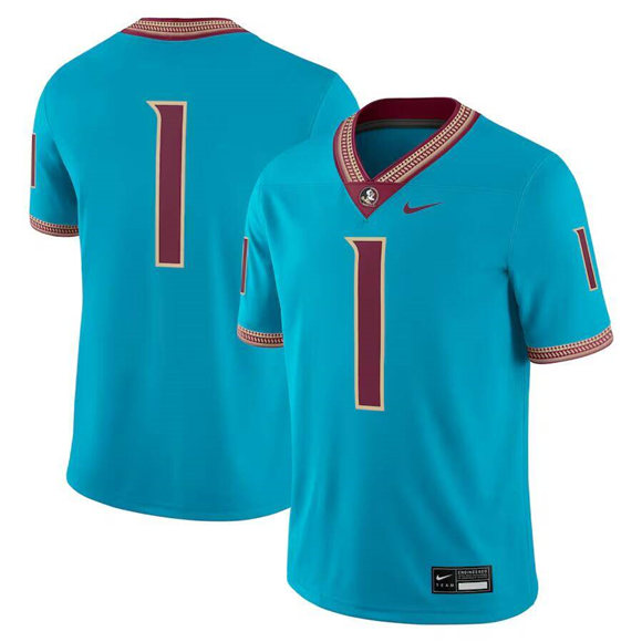 Florida State Seminoles #1 Teal Stitched Football Game Jersey