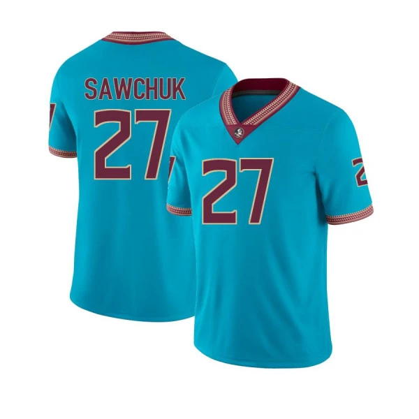 Florida State Seminoles #27 Gavin Sawchuk Nike 2025 Turquoise Alternate Football Jersey 