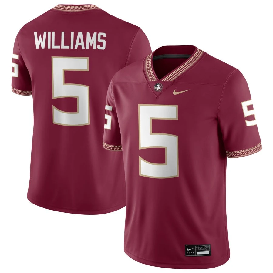 Florida State Seminoles #5 Roydell Williams Nike 2025 Garnet Football Game Jersey 