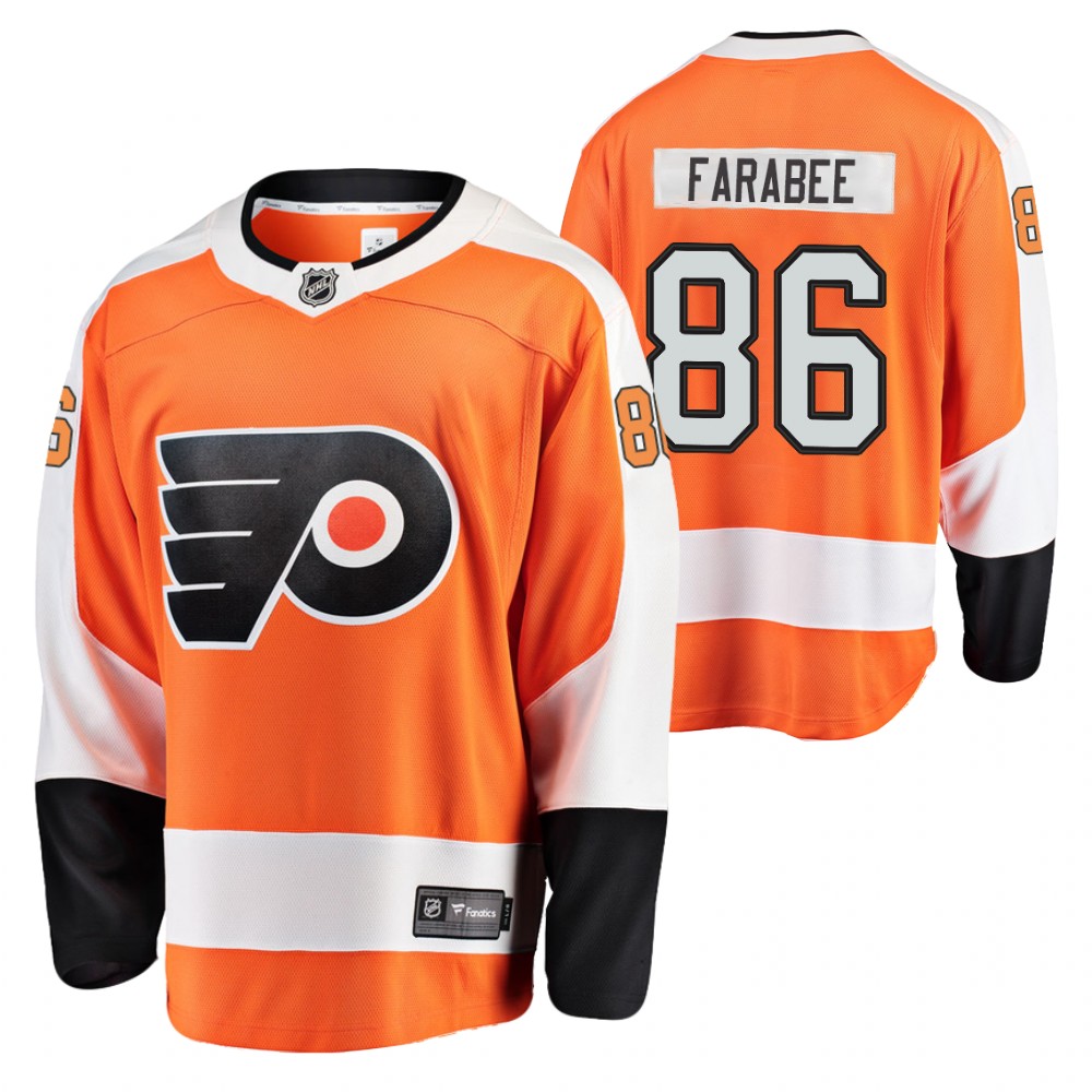 Flyers #86 Joel Farabee Orange 2021-22 Home Jersey