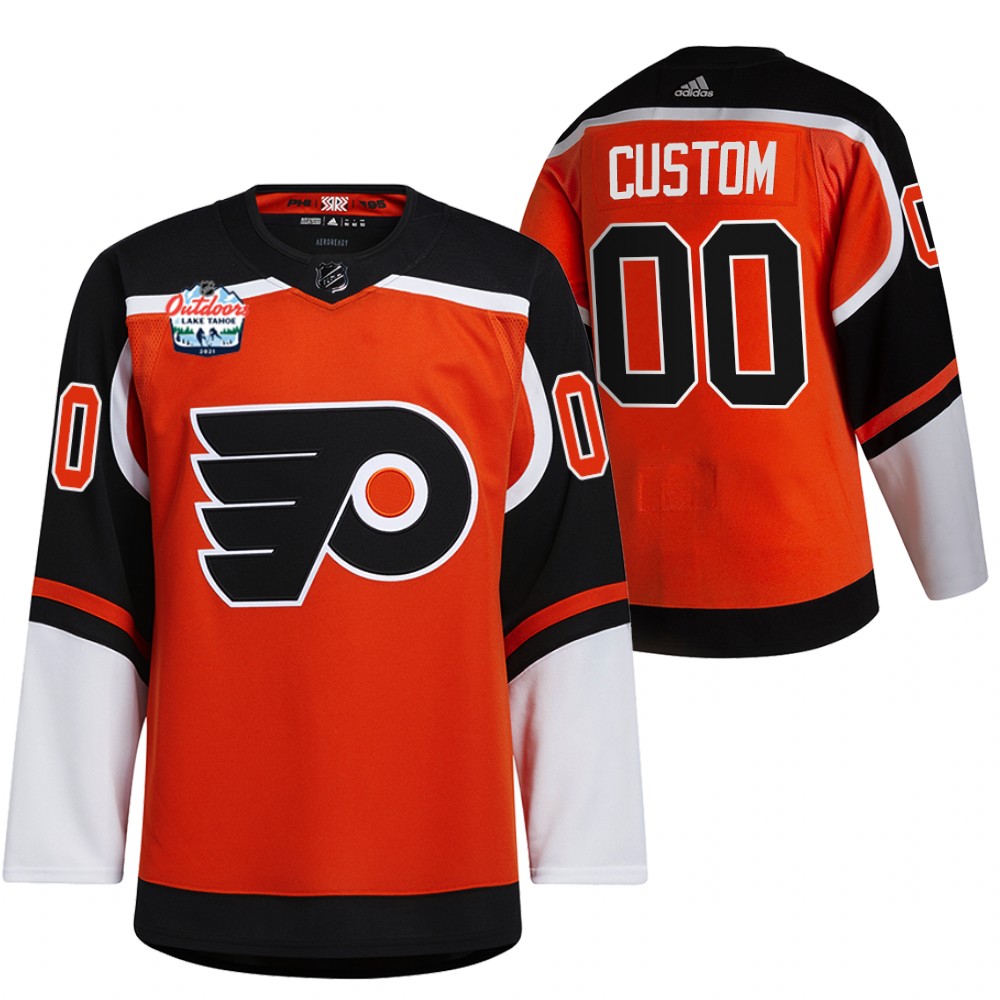 Flyers Custom Lake Tahoe 2021 Retro Jersey Orange NHL Outdoors Sunday