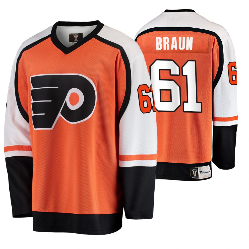 Flyers Justin Braun Orange Breakaway Player Premier Jersey