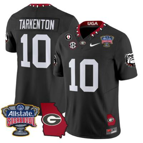 Fran Tarkenton Jersey #10 Georgia Bulldogs 2025 Sugar Bowl Patch Vapor Black