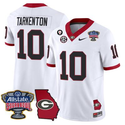 Fran Tarkenton Jersey #10 Georgia Bulldogs 2025 Sugar Bowl Patch Vapor White