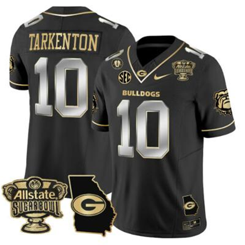 Fran Tarkenton Jersey #10 Georgia Bulldogs 2025 Sugar Bowl Vapor Black Gold