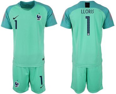 France #1 LLORIS Green Goalkeeper Soccer Country Jersey