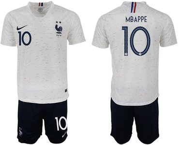 France #10 Mbappe Away Soccer Country Jersey
