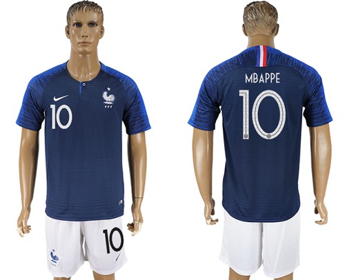 France #10 Mbappe Home Soccer Country Jersey