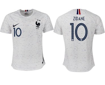 France #10 Zidane Away Soccer Country Jersey