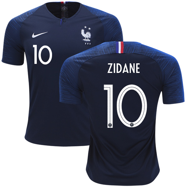 France #10 Zidane Home Soccer Country Jersey