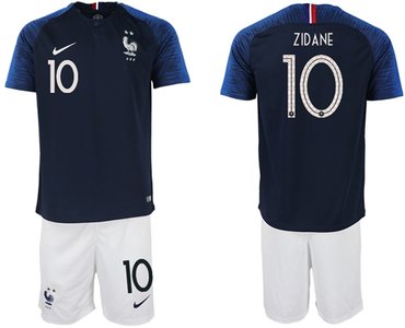 France #10 Zidane Home Soccer Country Jersey