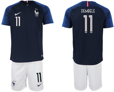 France #11 Dembele Home Soccer Country Jersey