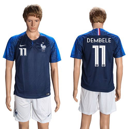 France #11 Dembele Home Soccer Country Jersey