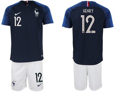France #12 Henry Home Soccer Country Jersey