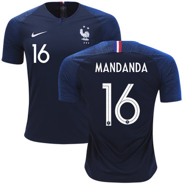 France #16 Mandanda Home Soccer Country Jersey