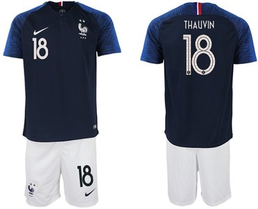 France #18 Thauvin Home Soccer Country Jersey
