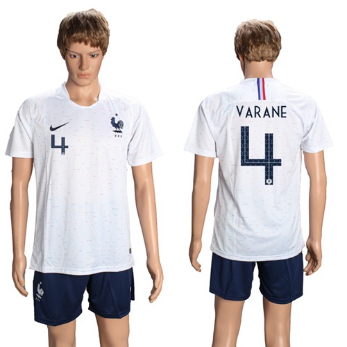 France #4 Varane Away Soccer Country Jersey