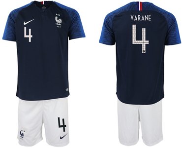 France #4 Varane Home Soccer Country Jersey
