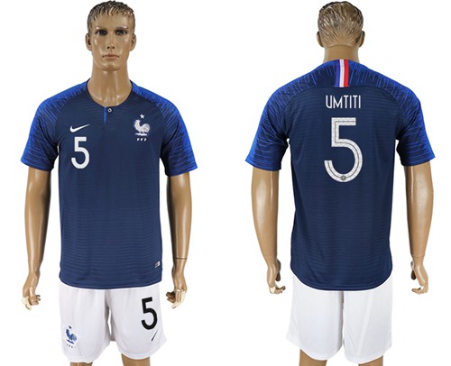 France #5 Umtiti Home Soccer Country Jersey