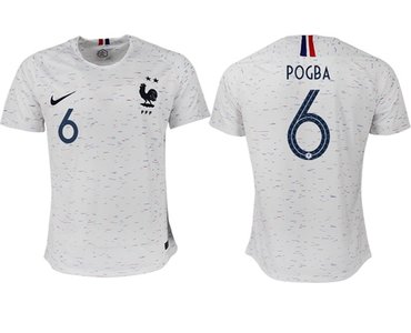 France #6 Pogba Away Soccer Country Jersey