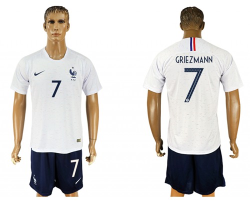 France #7 Griezmann Away Soccer Country Jersey