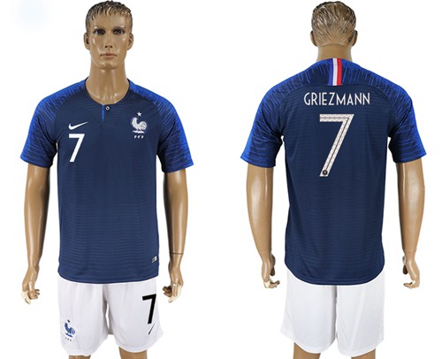 France #7 Griezmann Home Soccer Country Jersey