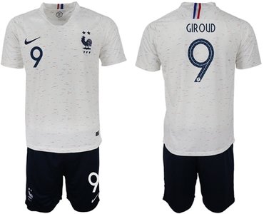 France #9 Giroud Away Soccer Country Jersey