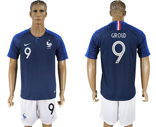 France #9 Giroud Home Soccer Country Jersey