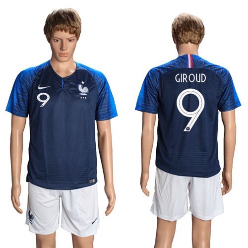 France #9 Giroud Home Soccer Country Jersey