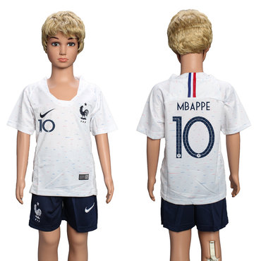 France 10 MBAPPE Away Youth 2018 FIFA World Cup Soccer Jersey