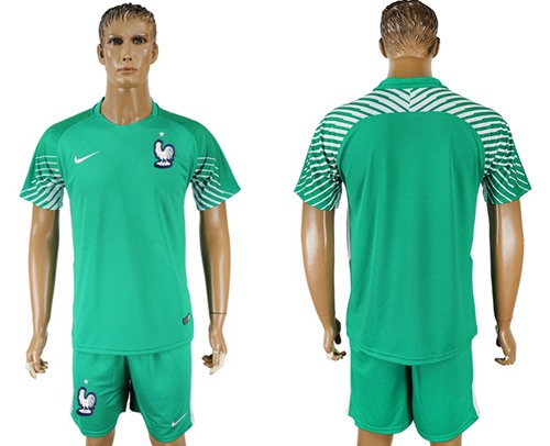 France Blank Green Goalkeeper Soccer Country Jersey