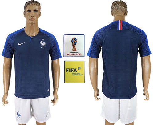 France Blank Home Soccer Country Jersey
