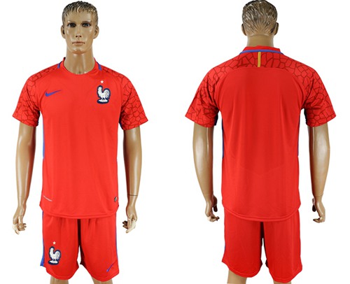 France Blank Red Goalkeeper Soccer Country Jersey