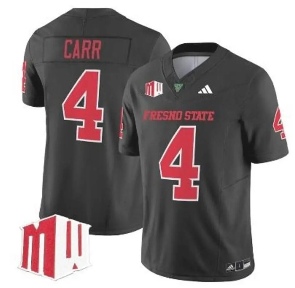 Fresno State Bulldogs #4 Derek Carr Black 2025 Football Game Jersey 