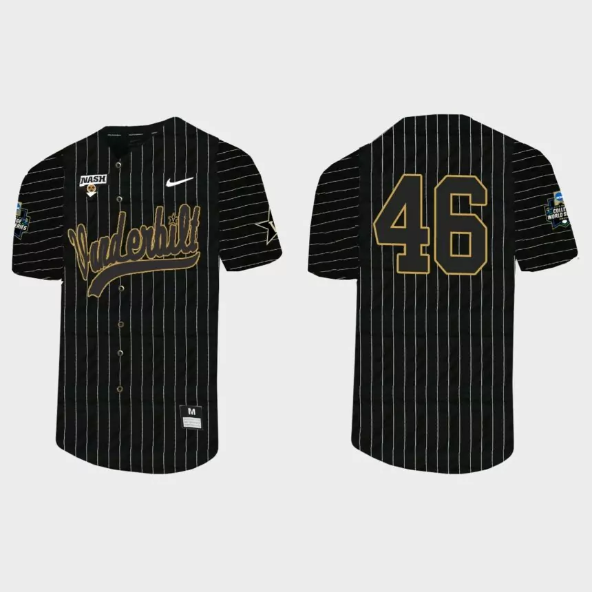 Gage Bradley Vanderbilt Commodores 2021 College World Series Pinstripe Baseball Jersey – Black