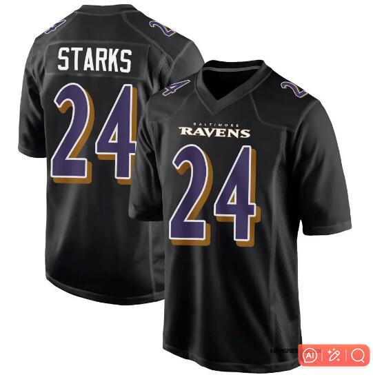 Game Black Men's Malaki Starks Baltimore Ravens Carbon Fashion Jersey