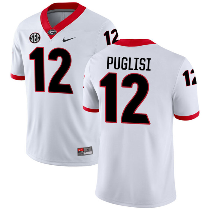Georgia Bulldogs #12 Ryan Puglisi White College Football Game Jersey 